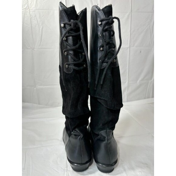 Ipanema Women's Knee High Black Riding Boots Pull On Size 8 M lace up Brazil - Picture 15 of 16